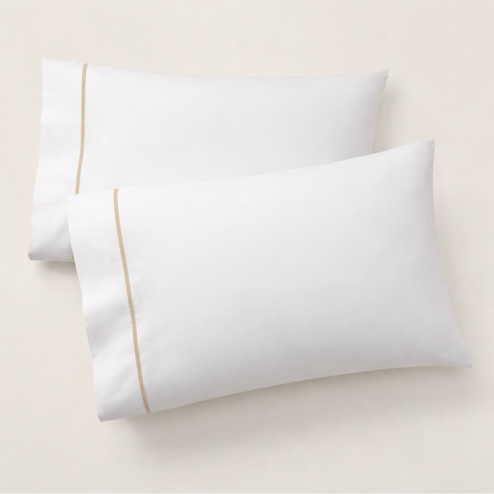 Ralph Lauren NWT Palmer Percale 2 Standard Pillowcases Cotton 464TC Sand Dune B